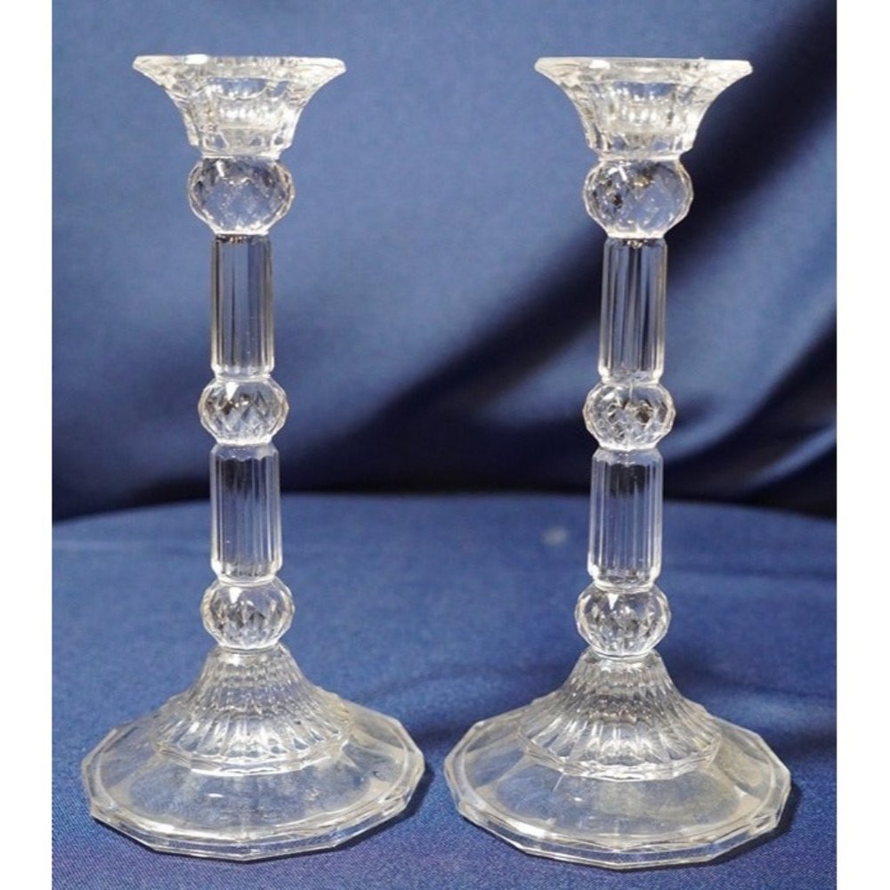 Fifth Avenue Crystal 24% Lead Crystal 9" Candlesticks,‎ Made in Austria (7c6)
